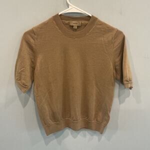 Burberry Uniform Womens Merino Wool Sweater Sz M Beige Classic Old Money Preppy